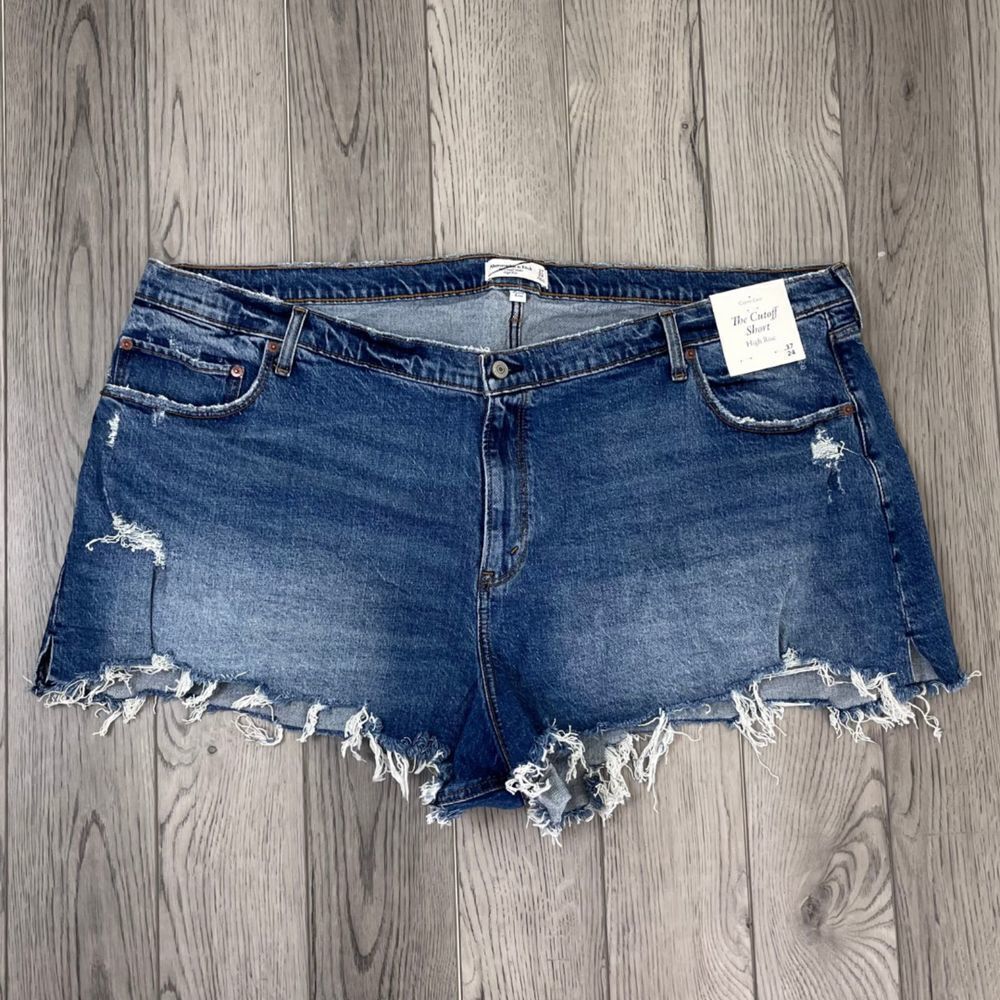 A&F Curve Love Women Plus Size 24 Cutoff Cotton High Rise Denim Jean NEW Short